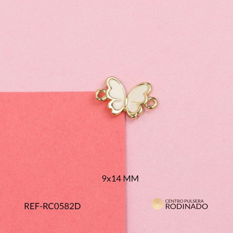 Centro pulsera Covergold mariposa resina blanca 9x14mm / x unidad / Ref-RC0582D / Ref-RC0582D
