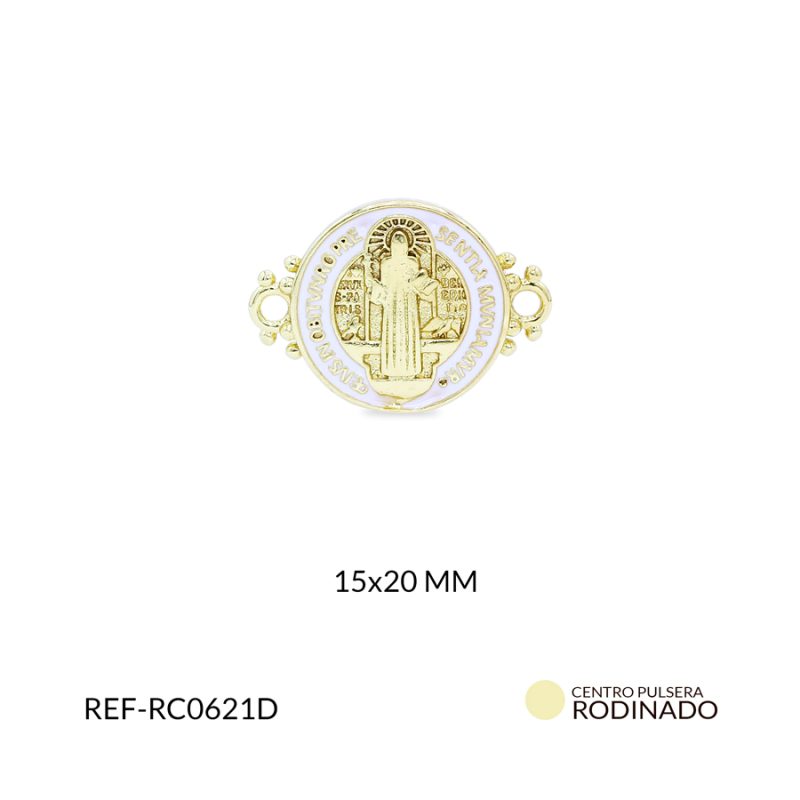 Centro pulsera Rodinado San Benito resina blanca 15x20mm / ref-RC0621D / ref-RC0621D