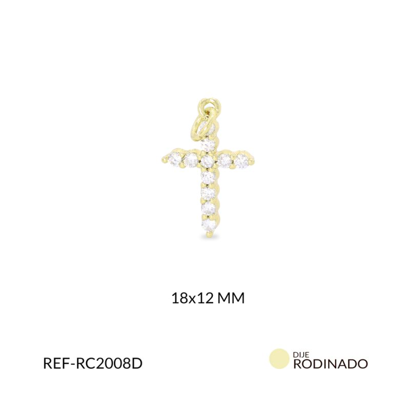 Cruz Rodinado circones plateados 18x12mm / x unidad / ref-RC2008D / ref-RC2008D