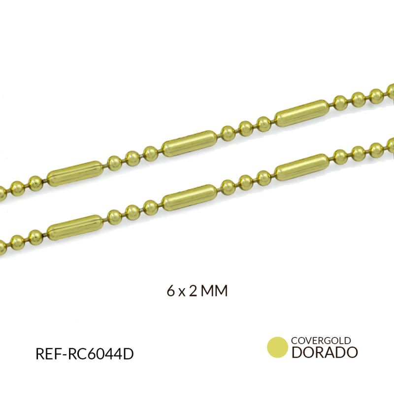 CADENA COVERGOLD PALO-BOLA 6 x 2 mm  / x unidad / REF-RC6044D