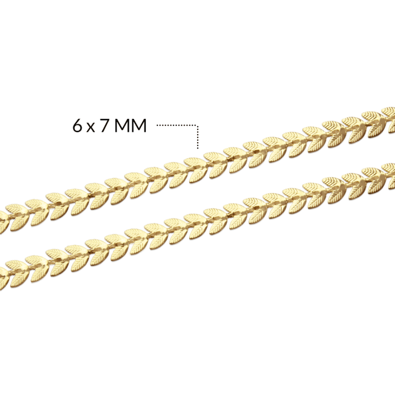 Cadena dorada covergold hoja 6 x 7 mm / x 50 centimetros / REF-RC6046D