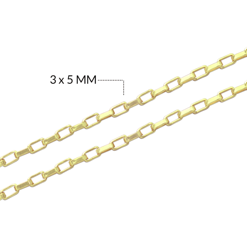 Cadena covergold rectángulo 3 x 5 mm / x metro / REF-RC6050D