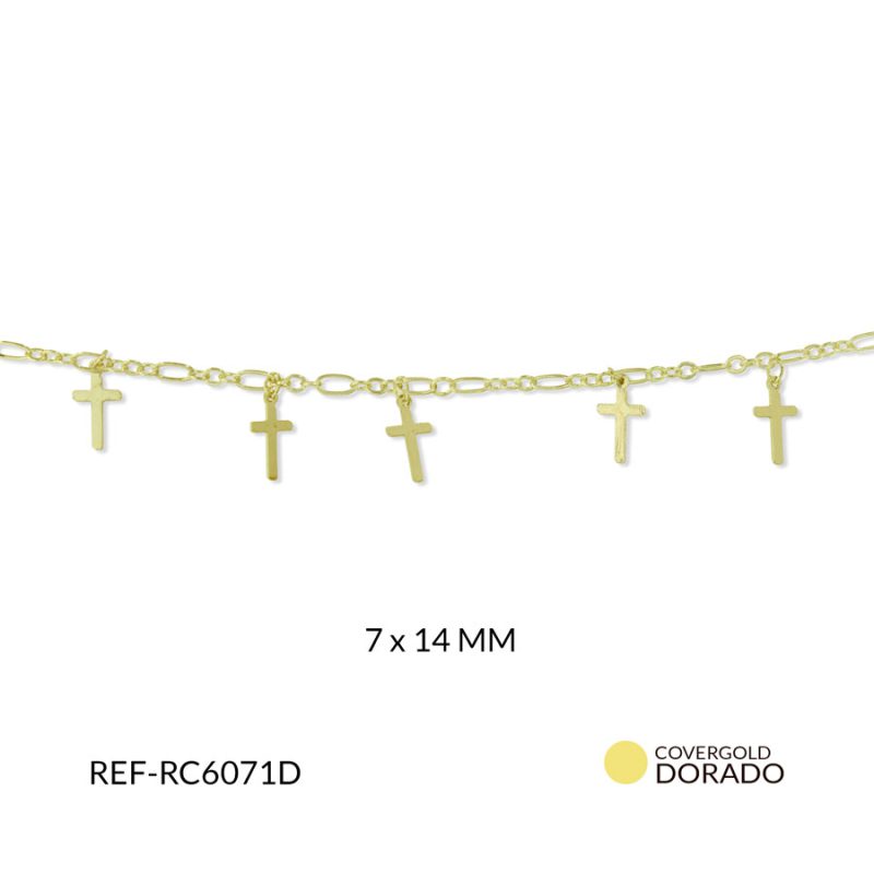 Cadena Covergold ovalada + Cruz 7 x 14 mm / x 50 centrimetros / Ref-RC6071D