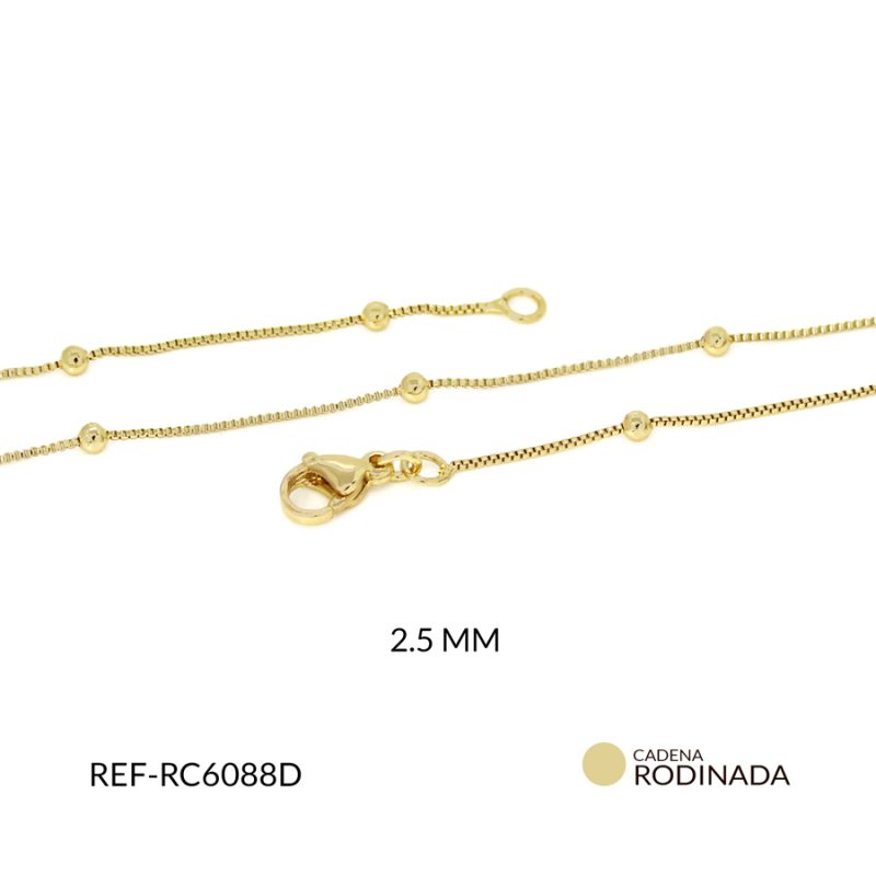 Cadena rodinado cola de raton con balin 2.5 mm / x unidad / Ref-RC6088D / Ref-RC6088D