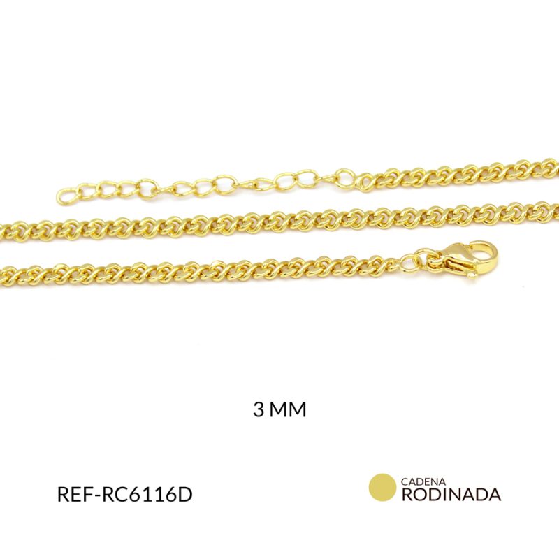 Cadena rodinado Cartier con extensión 3mm / x unidad / Ref-RC6116D / Ref-RC6116D