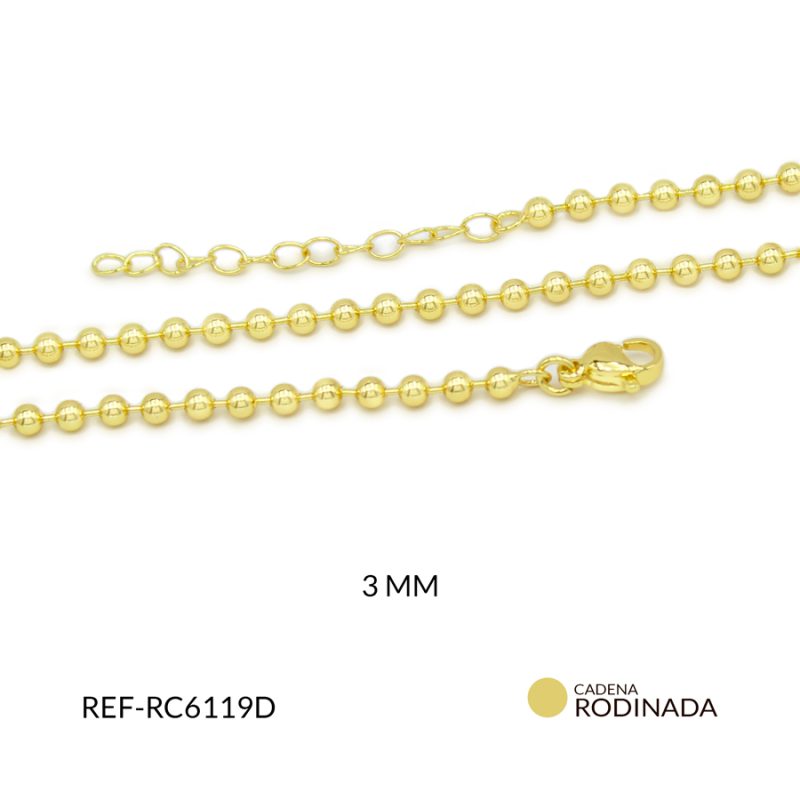 Cadena rodinado militar con extensión 3mm / x unidad / Ref-RC6119D / Ref-RC6119D