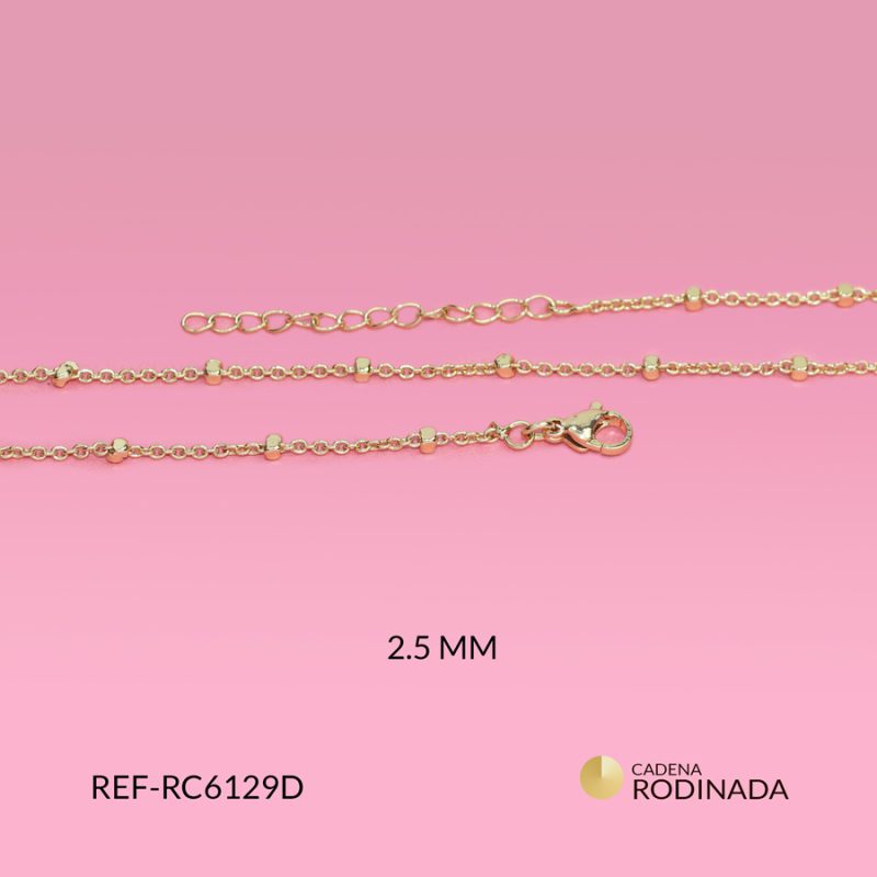 Cadena covergold diamante cubo 2.5mm / x unidad / Ref-RC6129D / Ref-RC6129D