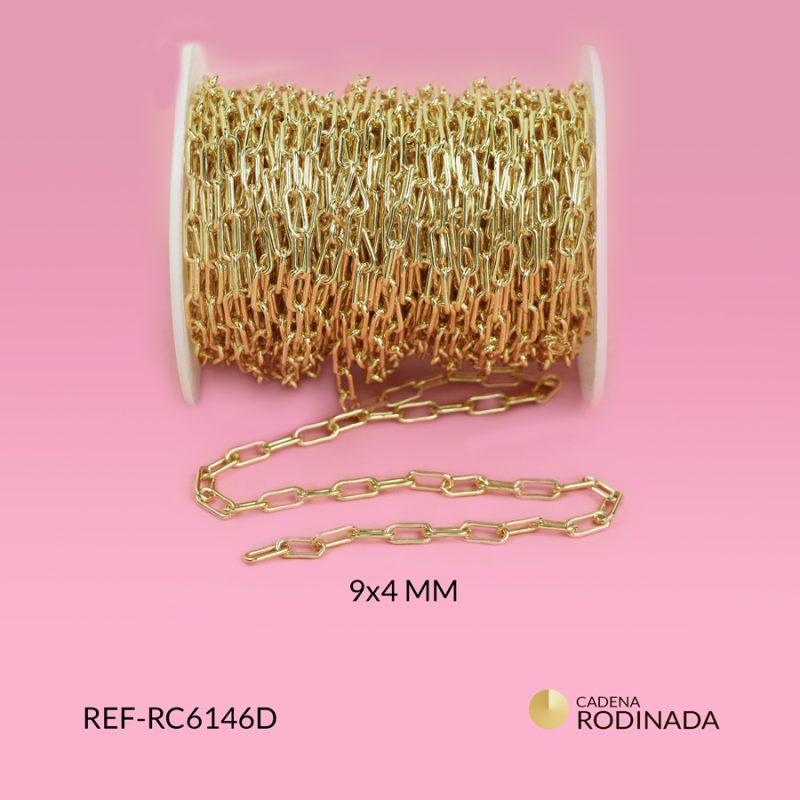 Cadena covergold eslabón alargado 9x4mm / x metro / Ref-RC6146D / Ref-RC6146D