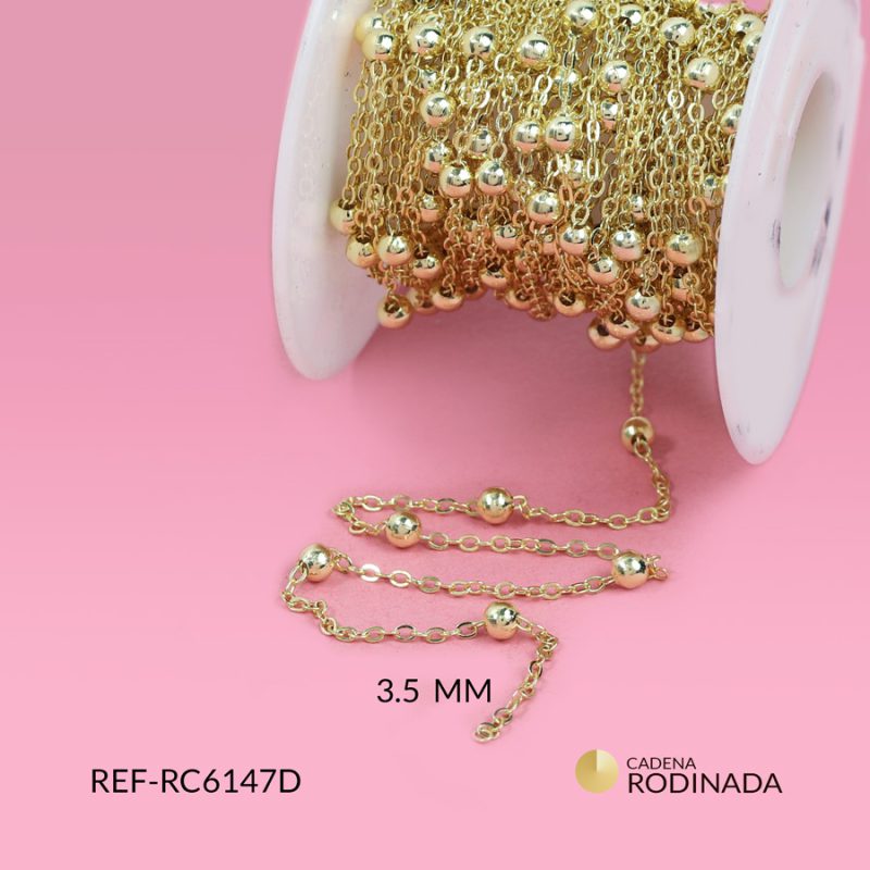 Cadena covergold punto diamante con balin 3.5mm / x metro / Ref-RC6147D / Ref-RC6147D