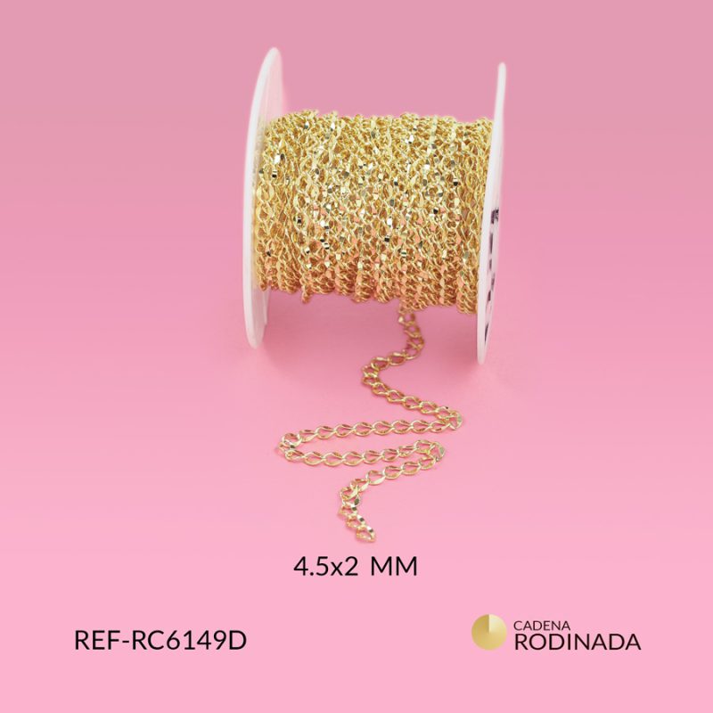 Cadena covergold eslabon rombo plano 4.5x3mm / x unidad / Ref-RC6149D / Ref-RC6149D