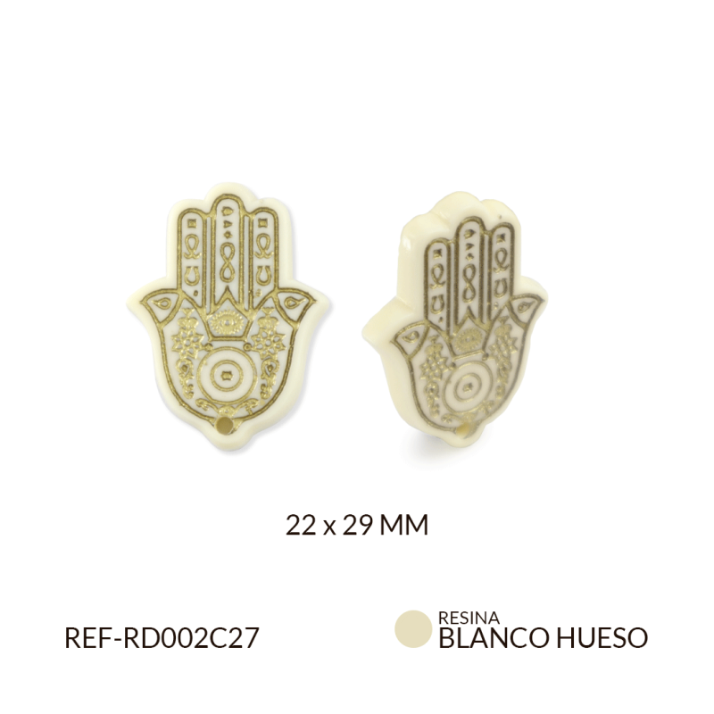 Dije resina mano Hamnsa blanco hueso / x unidad / Ref-RD002C27 / Ref-RD002C27