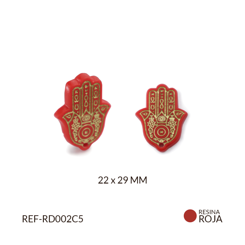 Dije resina mano hamsa rojo 20x23mm / x und / Ref-RD002C5 / Ref-RD002C5