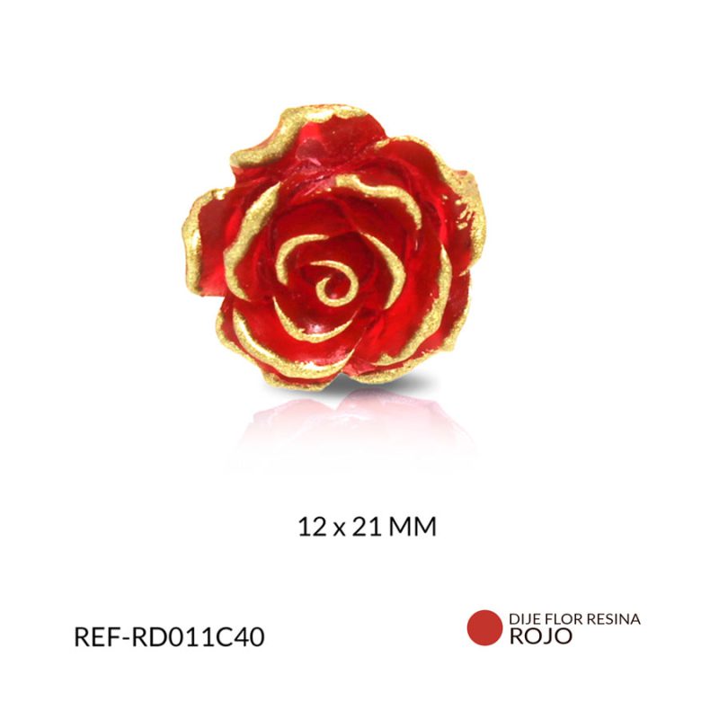 DIJE RESISNA FLOR ROJA V. 12x21 MM / x UND / Ref-RD011C40