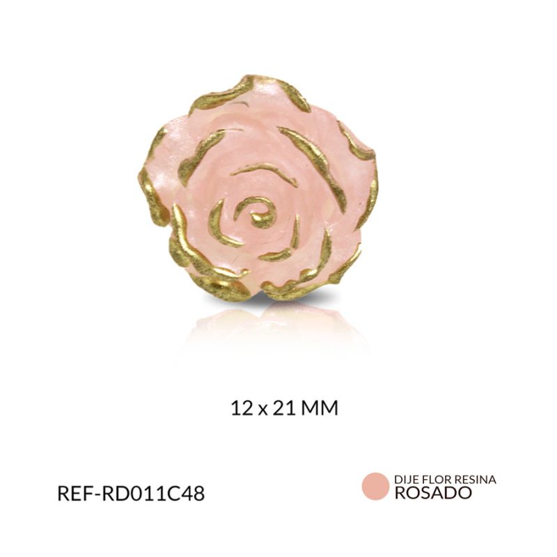 Dije resina flor 12 x 21 mm color rosado/ x und / Ref-RD011C48 