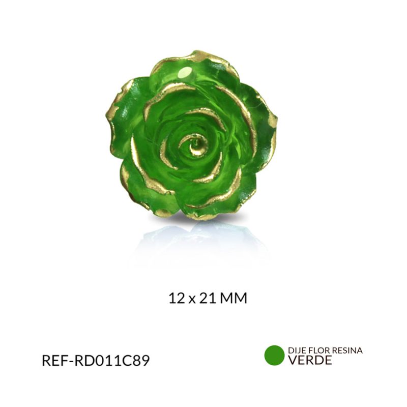 DIJE RESINA FLOR VERDE 12x21 MM / x UND / Ref-RD011C89