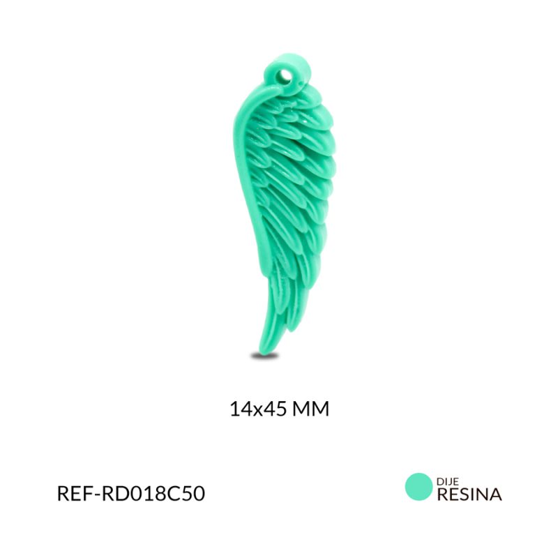 Dije resina ala ángel verde aguamarina 14x45mm / x unidad / Ref-RD018C50 / Ref-RD018C50