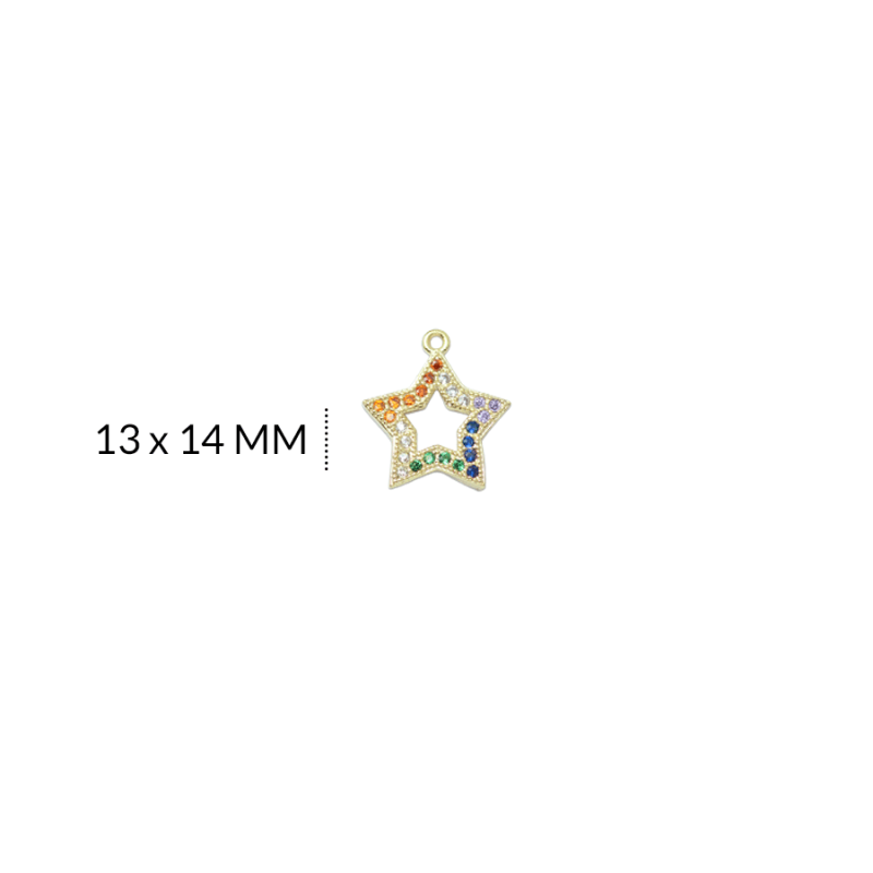 DIJE RODINADO ESTRELLA CIRCON COLORES 13 X 14 MM / X UNIDAD / REF-RD0385D