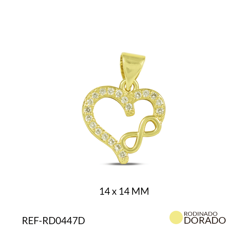 Dije rodinado corazon infinito 14*14 MM / x unidad / REF-RD0447D