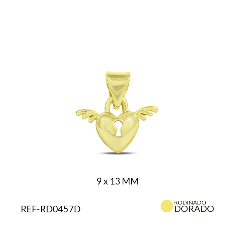 Dije covergold corazon candado ala 9x13mm / x unidad / REF-RD0457D