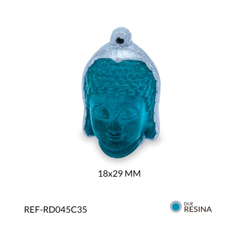 Dije resina buda aguamarina con borde gris 18x29mm / x unidad / Ref-RD045C35