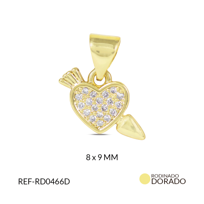 DIJE RODINADO CORAZON FLECHA 8X9 MM / X UND / REF-RD0466D