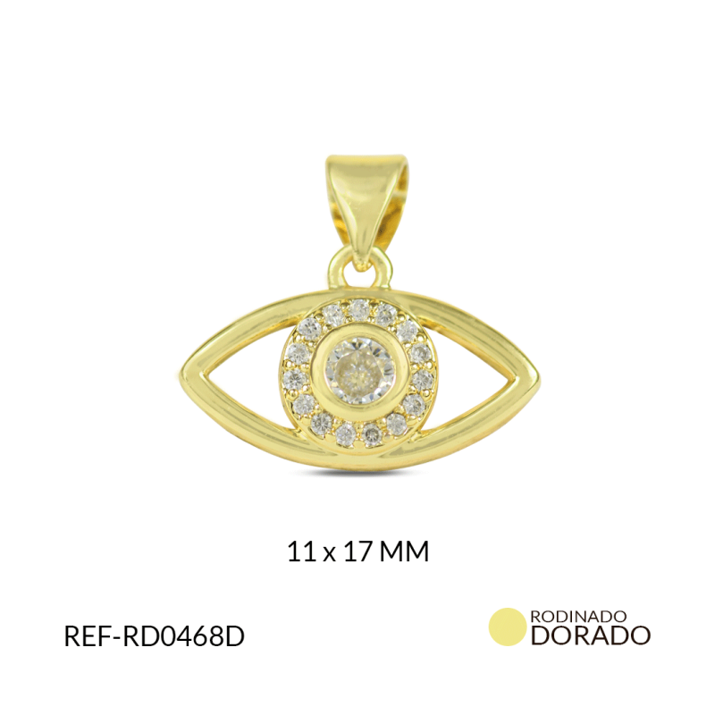 Dije rodinado ojo 11x17.5mm / x unidad / Ref-RD0468D / REF-RD0468D