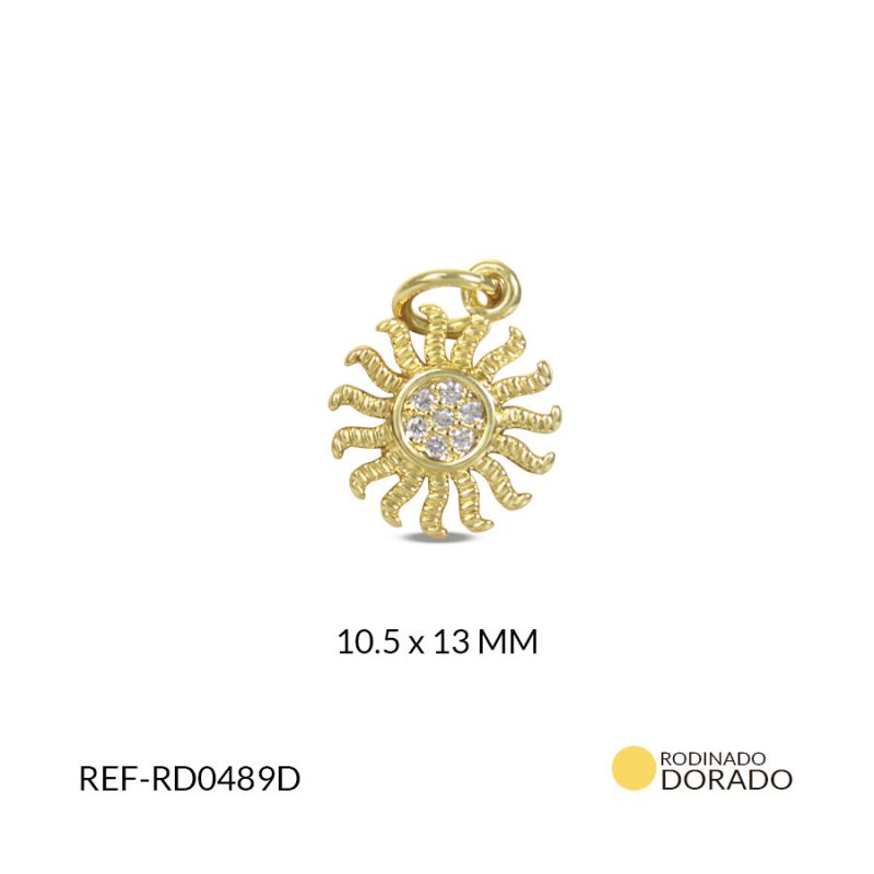 Dije rodinado sol 10.5x13 MM / x UND / Ref-RD0489D