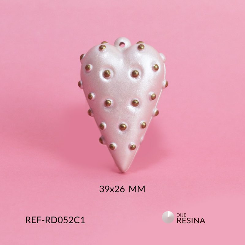 Dije Corazón Fresa en resina color blanco/39x26mm/x unidad/RD052C1 / RD052C1