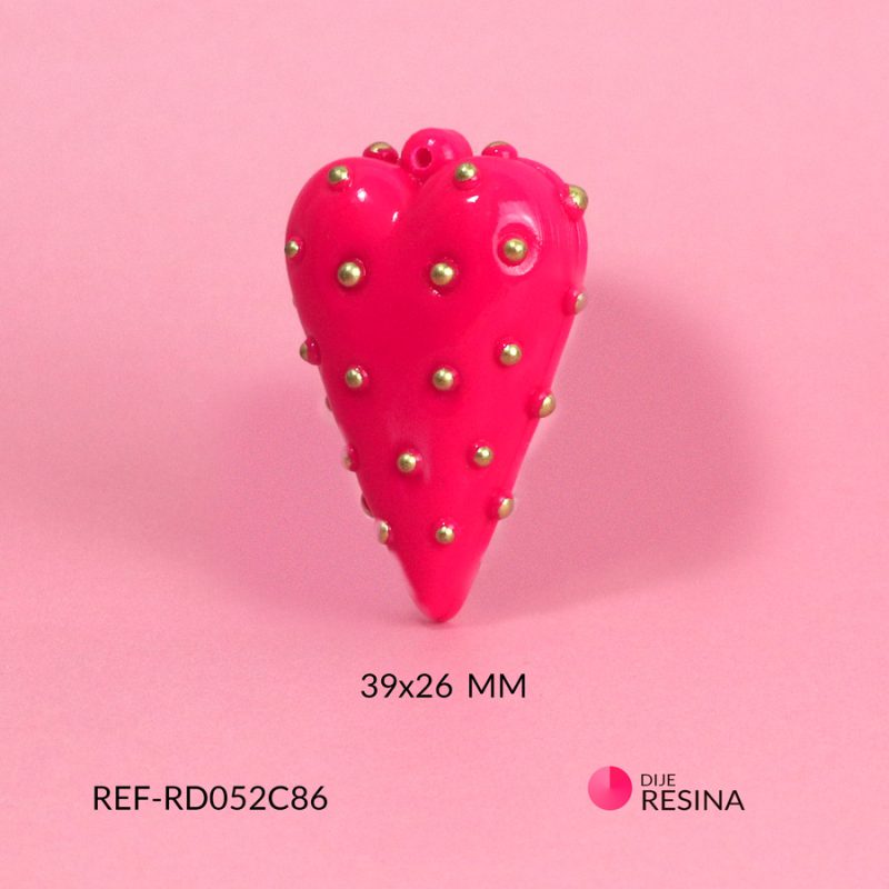 Dije corazón fresa fucsia/ 39x26mm/ x unidad / RD052C86 / RD052C86