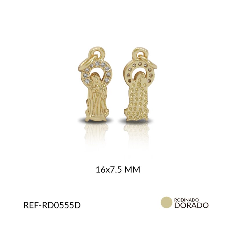 DIJE RODINADO GUADALUPE CIRCON PLATEADO 16X7.5MM / x UND / Ref-RD0555D