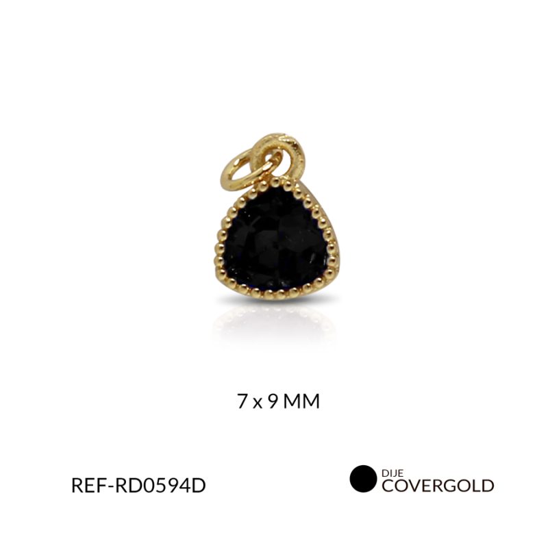 Dije covergold circon negro 7 x 9 mm color dorado / x und / REF-RD0594D