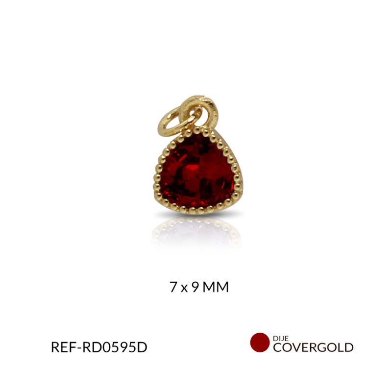 Dije covergold circon rojo 7 x 9 mm color dorado / x und / REF-RD0595D