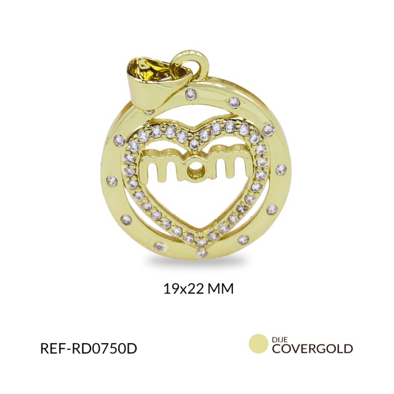 Dije covergold circulo corazon MOM 19 x 22 mm / x unidad / Ref-RD0750D 