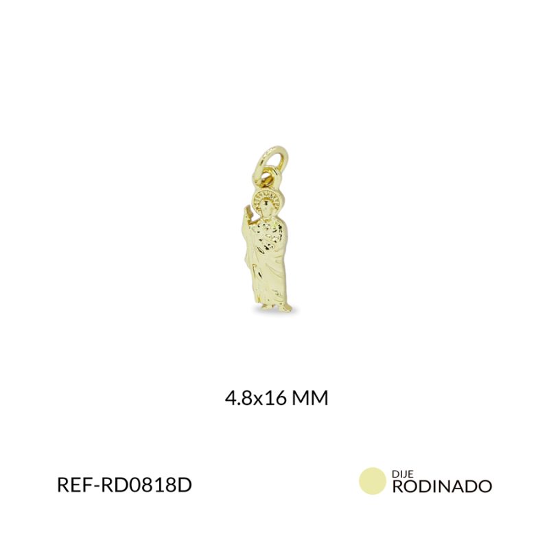 Dije rodinado San Judas Tadeo 4.8x16MM / x unidad / Ref-RD0818D / Ref-RD0818D