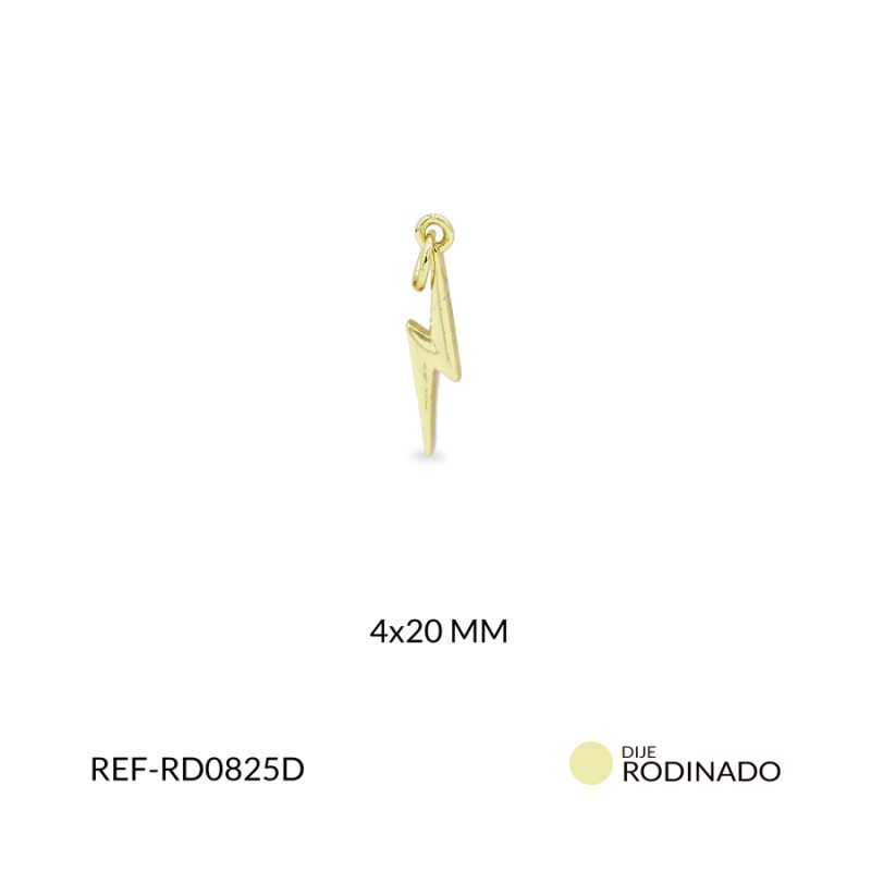 Dije rodinado rayo 4x20MM / x unidad / Ref-RD0825D / Ref-RD0825D