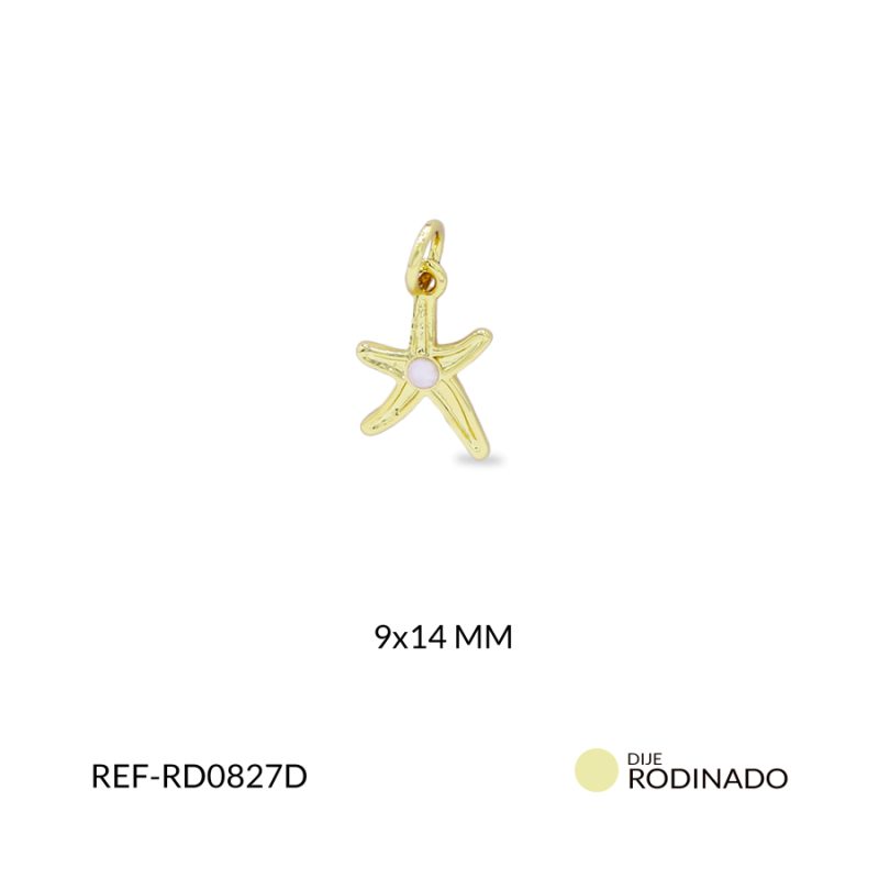 Dije rodinado estrella de Mar resina beige 9x14mm / x unidad / Ref-RD0827D / Ref-RD0827D