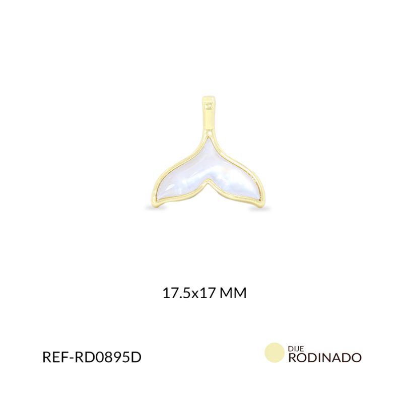 Dije Rodinado Cola sirena con resina blanca 17.5x17mm / x unidad / ref-RD0895D / ref-RD0895D