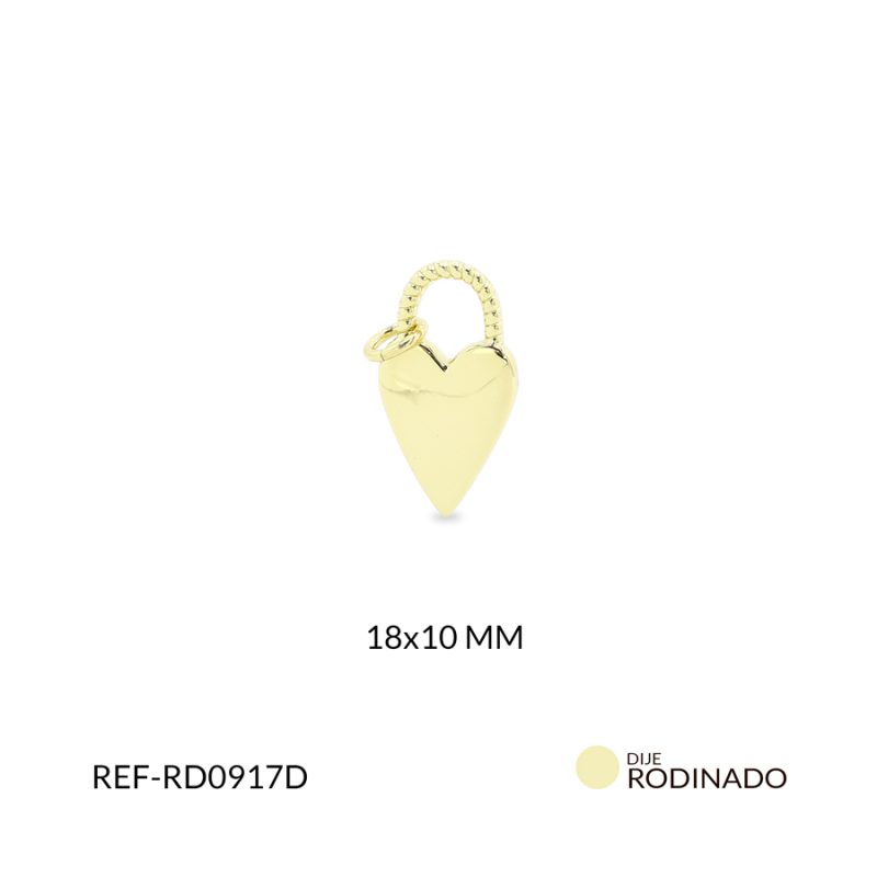 Dije Rodinado corazón aro puntos 18x10mm / x unidad / ref-RD0917D / ref-RD0917D