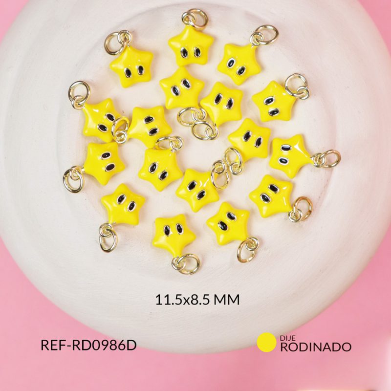 Dije covergold estrella resina amarilla 11.5x8.5mm / x unidad / Ref-RD0986D / Ref-RD0986D