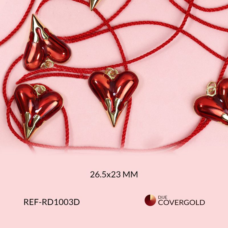 Dije covergold corazón concavo resina roja 26.5x23mm / x unidad / Ref-RD1003D / Ref-RD1003D