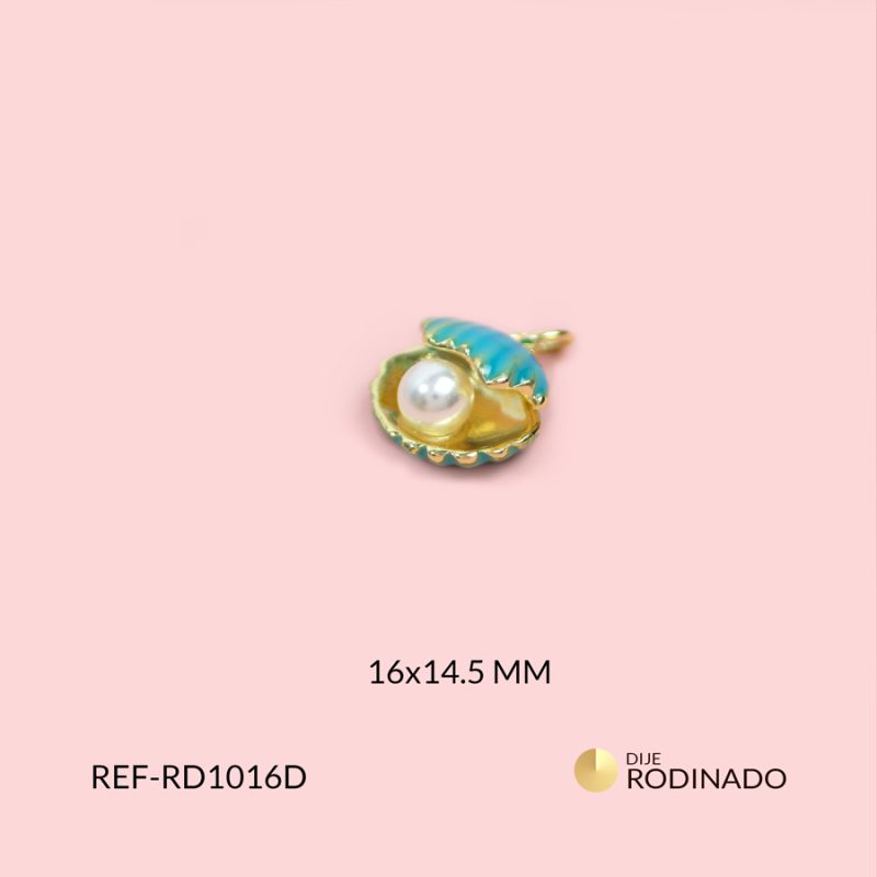Dije Covergold concha de mar verde a con perla 16x14.5 / x unidad / Ref-RD1016D / Ref-RD1016D