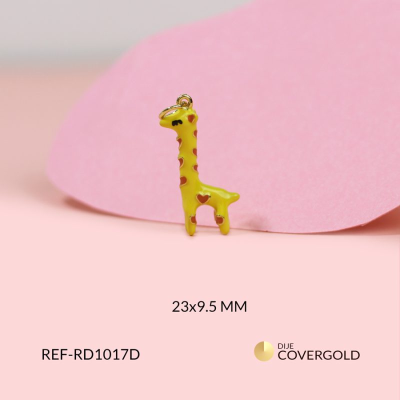 Dije covergold jirafa amarilla con corazones café 23x9.5 mm / x unidad / ref-RD1017D / ref-RD1017D