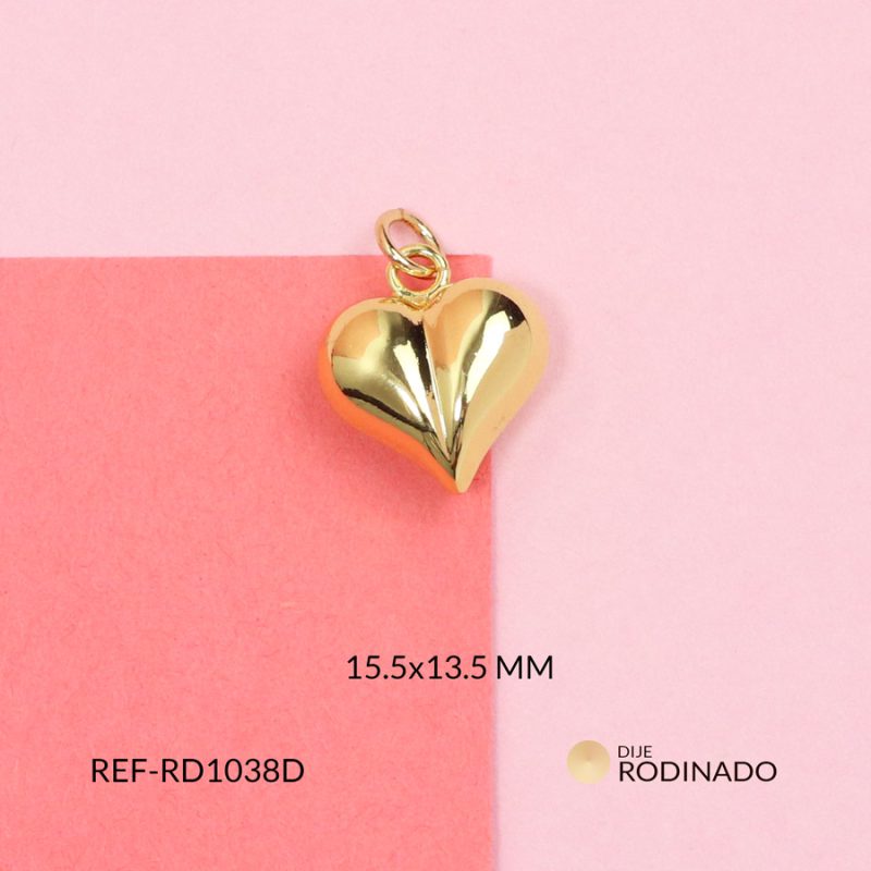 Dije covergold corazón inflado 15.5x13.5mm / x unidad / Ref-RD1038D / Ref-RD1038D