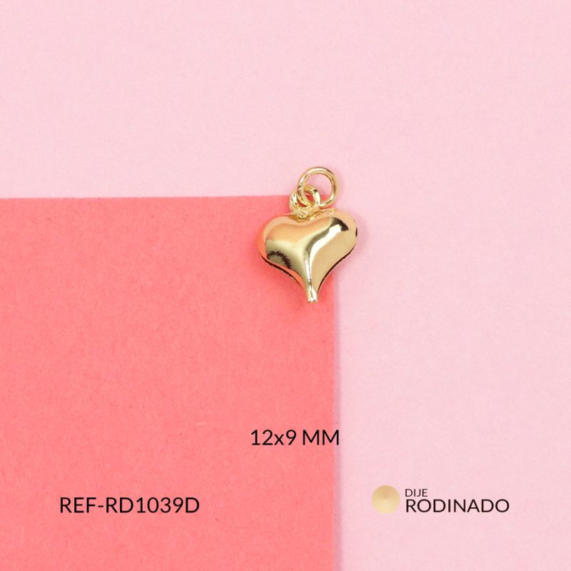 Dije covergold corazón inflación 12x9mm / x unidad / Ref-RD1039D / Ref-RD1039D