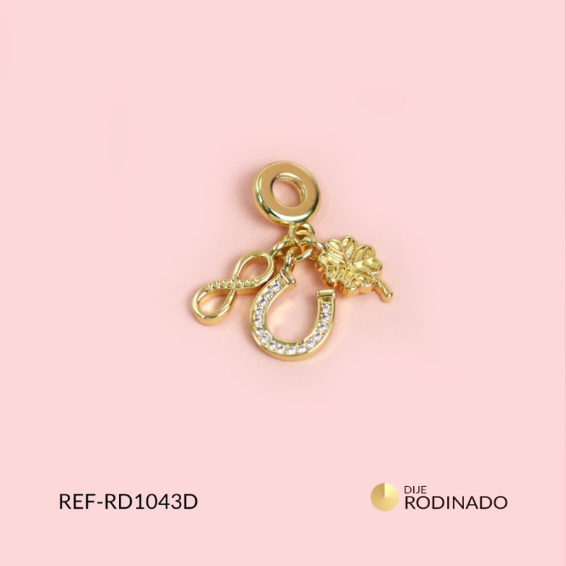 Dije Rodinado kit de la fortuna (trébol, infinito, herradura) / x unidad / Ref-RD1043D / Ref-RD1043D