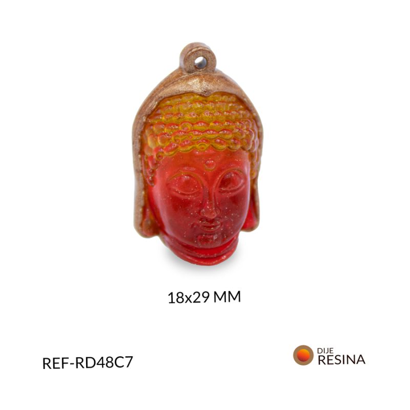 Dije resina buda vitro fusión fucsia y amarillo con borde dorado 18x29mm / x unidad / ref-RD048C7