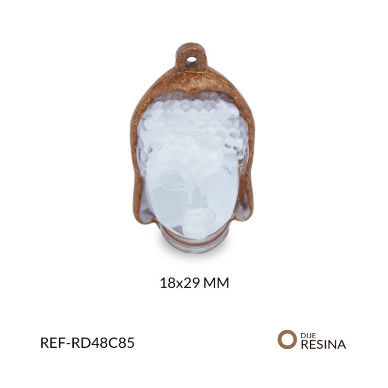 Dije resina buda blanco con borde café 18x29mm / x unidad / ref-RD048C85