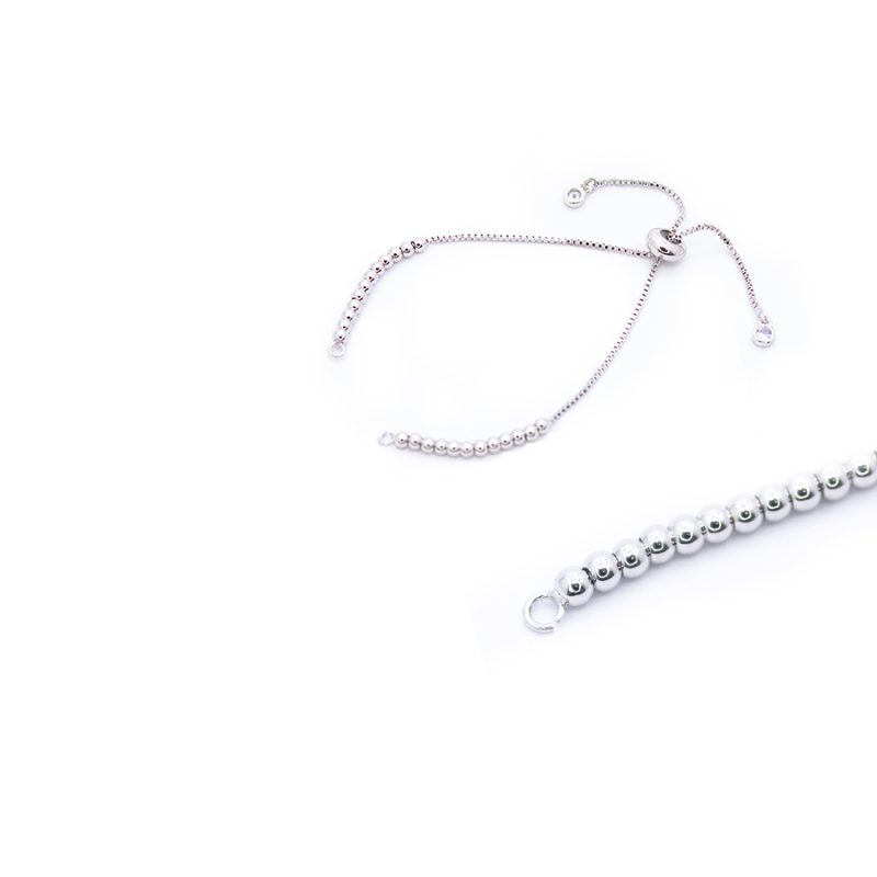 Extensión para pulsera rodinado más balin 3mm / color plateado / por unidad / Ref-11190N / REF-11190N