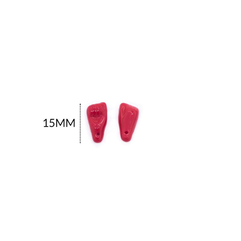 DIJE AZABACHE MANO 15MM / color rojo / paquete por 6 und / REF-3600RB