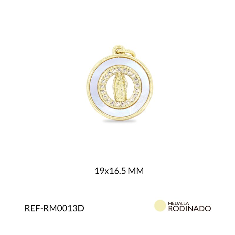 Medalla Rodinado Virgen de Guadalupe nácar 19x16.5mm / x unidad / ref-RM0013D / ref-RM0013D